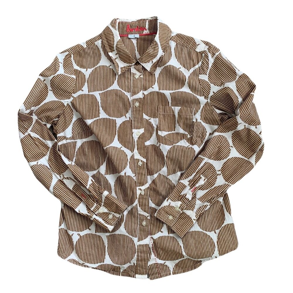 Boden All Over Novelty Leaf Print 100% Classic Preppy Cotton Shirt 8